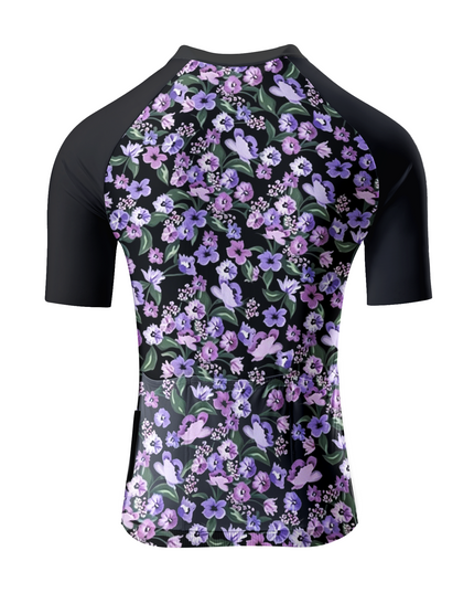 ROCKBROS Women's Dark Purple Ditsy Floral Raglan Sleeve Cycling Set