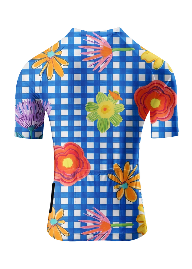 ROCKBROS Women's Gingham Floral Cycling Jersey