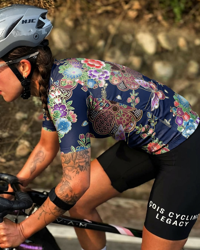 RockBros Women's "Sakura Night" All-Weather Oriental Art Pro Aero Jersey