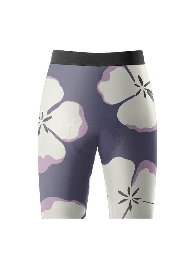 ROCKBROS Women Purple White Floral Padded Cycling Shorts