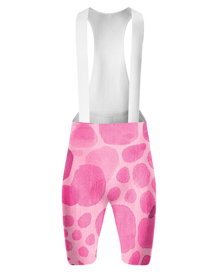 ROCKBROS Women's Watercolor Pink Blot Spot White Strap Cycling Bib Shorts