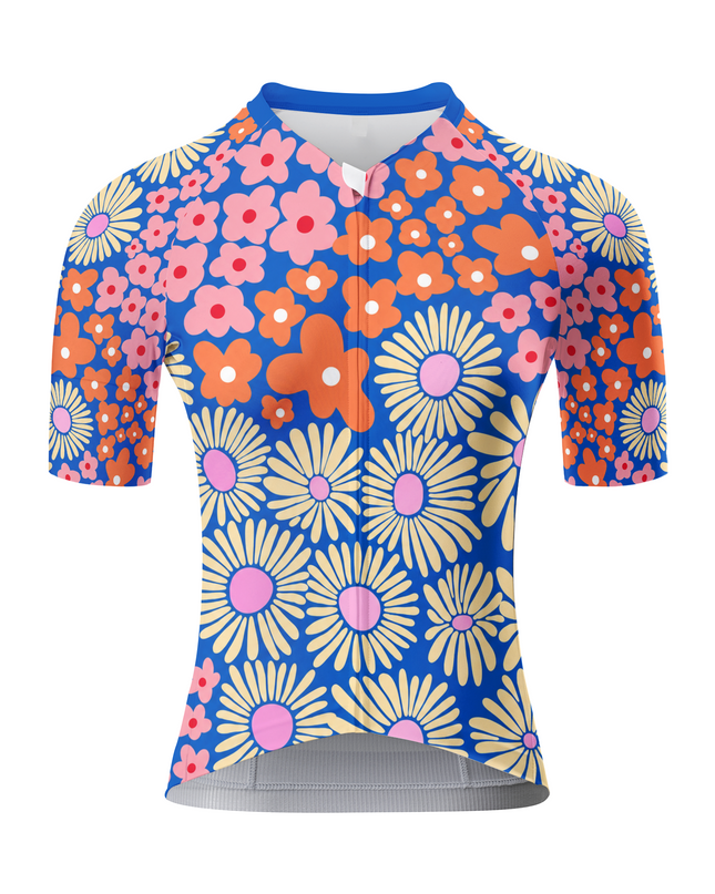 ROCKBROS Women Early Morning Flower Blue Cycling Jersey