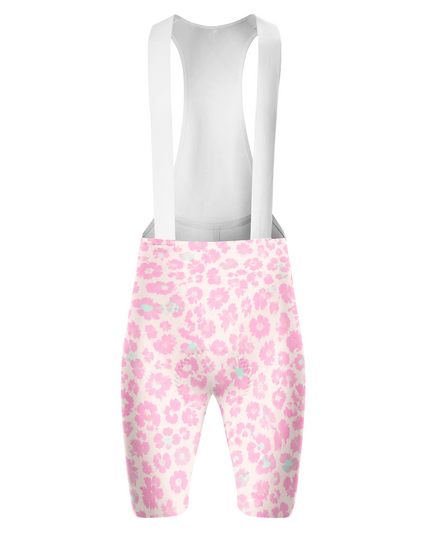 ROCKBROS Women's Pink Leopard Floral Cycling Bib Shorts