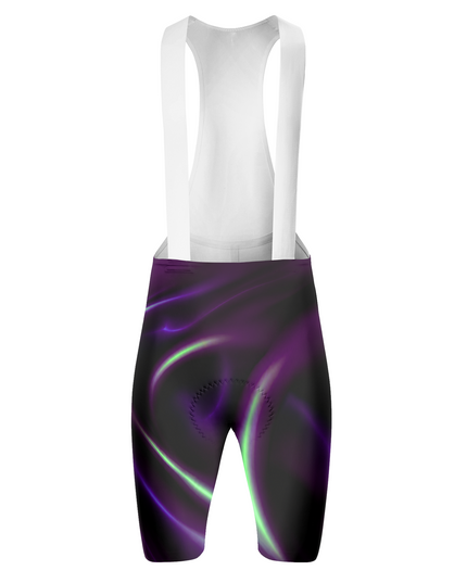 ROCKBROS Women's Dark Base Purple Neon Green Light Trail White Rib Strap Cycling Bib Shorts