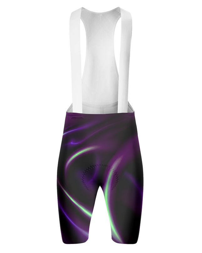 ROCKBROS Women's Dark Base Purple Neon Green Light Trail White Rib Strap Cycling Bib Shorts