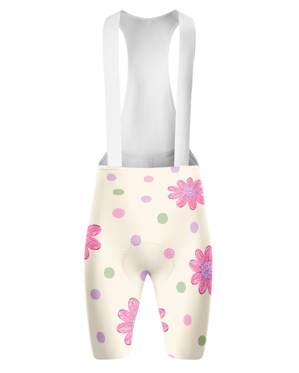 ROCKBROS Women's Pastel Daisy Polka Dot Cycling Bib Shorts