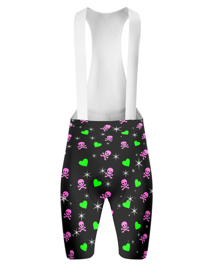 ROCKBROS Men's Black Base Pink Skull Green Heart White Rib Strap Cycling Bib Shorts