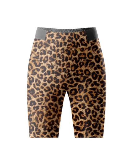 ROCKBROS Women's Leopard Print Padded Compression Cycling Shorts