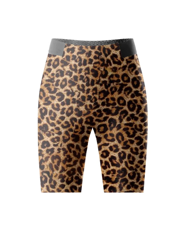 ROCKBROS Women's Leopard Print Padded Compression Cycling Shorts