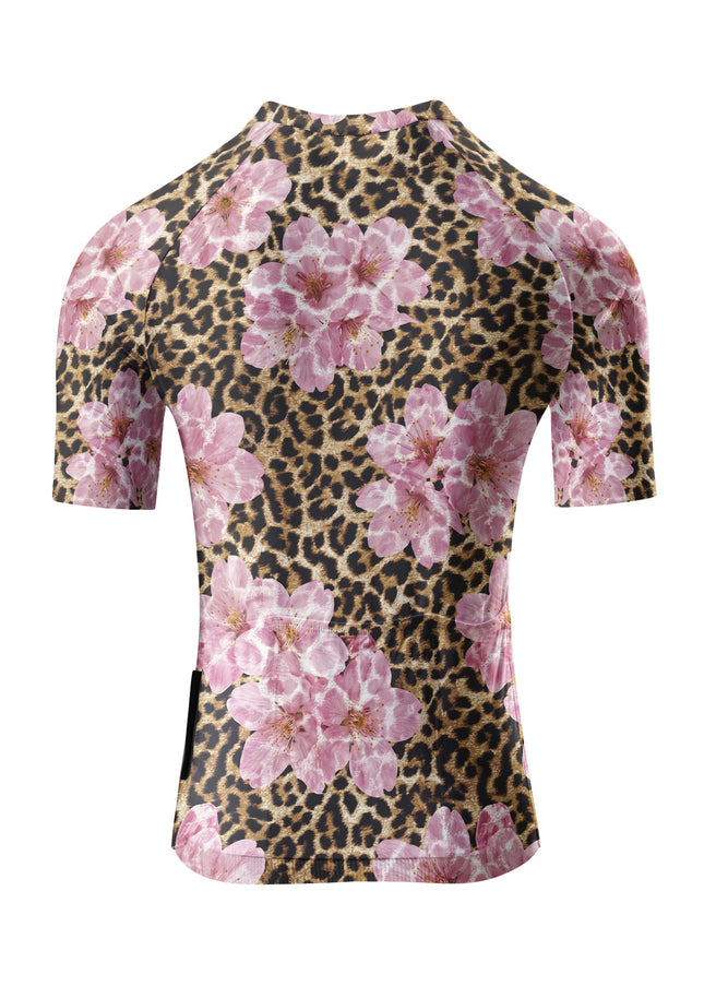 ROCKBROS Women's Leopard & Cherry Blossom Short Sleeve Cycling Jersey
