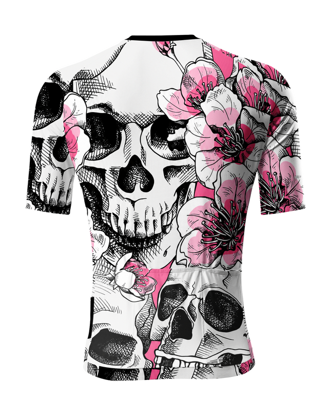 ROCKBROS Men's Gothic Floral Sakura Skull Tattoo Performance Cycling Jersey