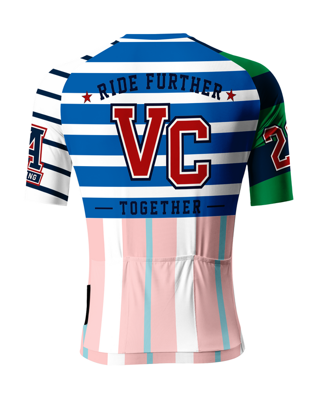 ROCKBROS Men's VC Velo Club Mixed Color Striped Graphic Cycling Jersey