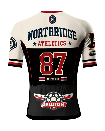 ROCKBROS Men's Black Cream Varsity Badge Graphic Cycling Jersey