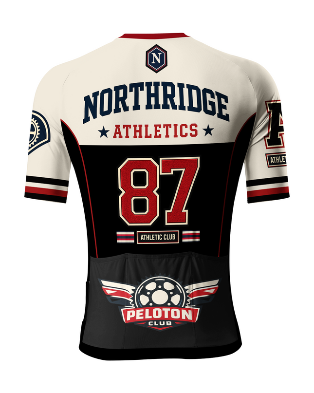 ROCKBROS Men's Black Cream Varsity Badge Graphic Cycling Jersey