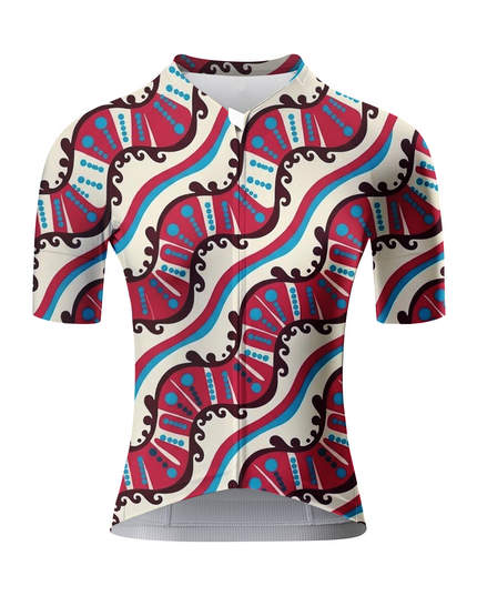 ROCKBROS Women's Vintage Folk Art Wave Print Cycling Jersey