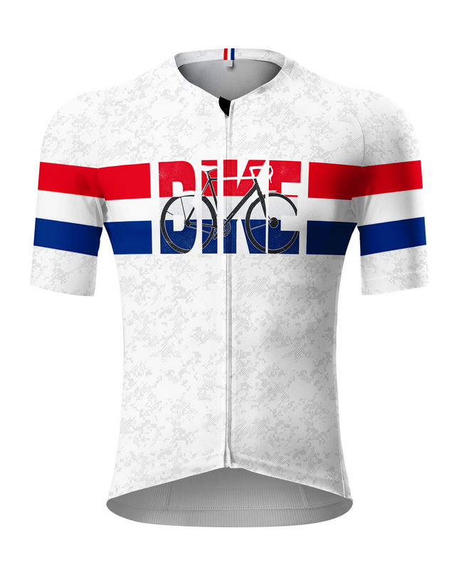 ROCKBROS Men's Red Blue Stripe Bike Letter Print Cycling Jersey