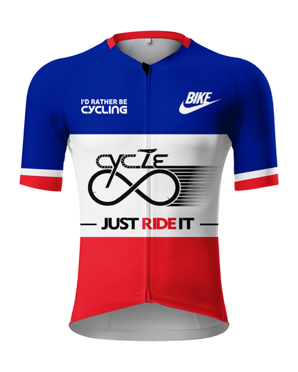 ROCKBROS Men's Red White Blue Color Block Bike Slogan Cycling Jersey