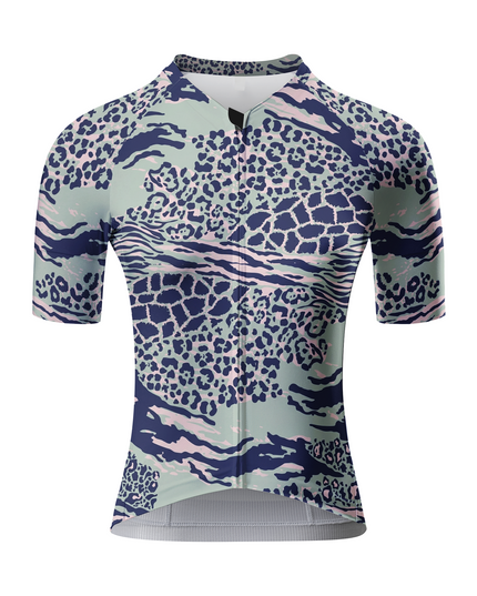 ROCKBROS Women's Mixed Animal Print Sage Green & Navy Padded Cycling Shorts