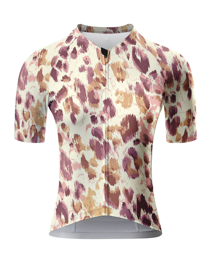ROCKBROS Women's Soft Watercolor Leopard Print Short Sleeve Cycling Set