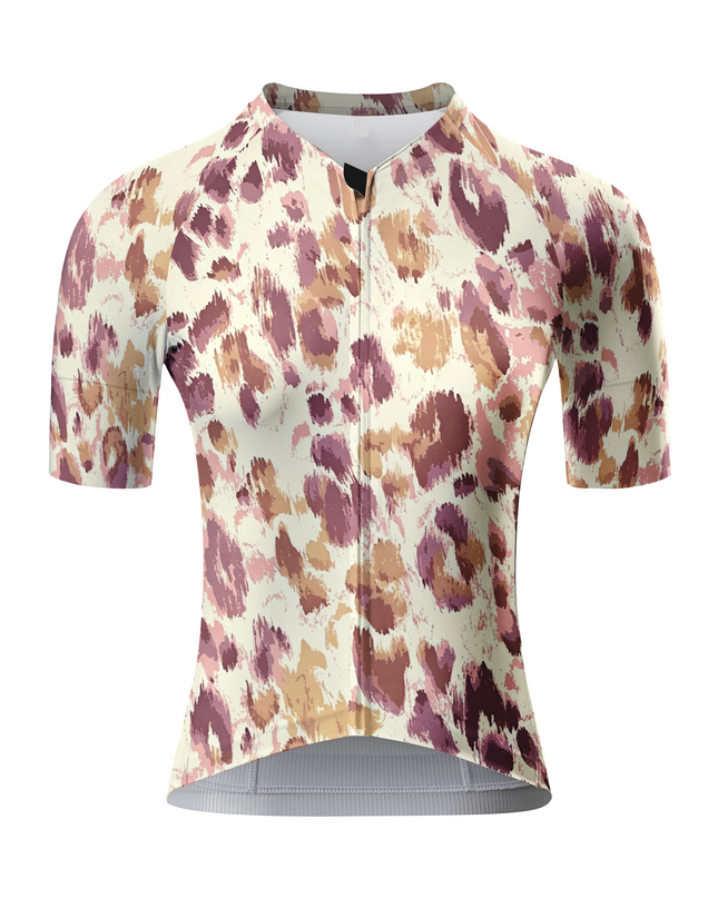 ROCKBROS Women's Soft Watercolor Leopard Print Short Sleeve Cycling Set