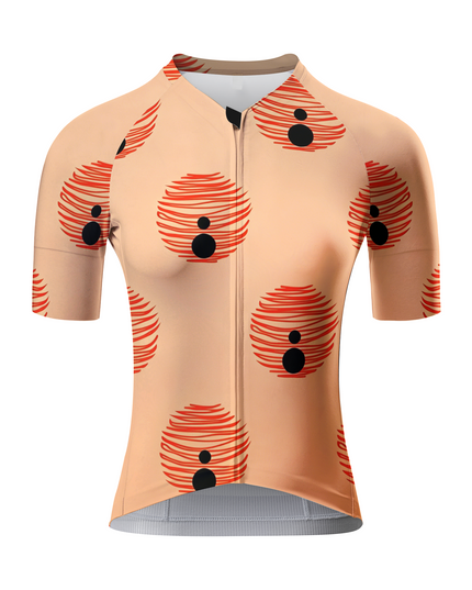 ROCKBROS Women's Retro Abstract Red Swirl Dot Print Short Sleeve Cycling Set