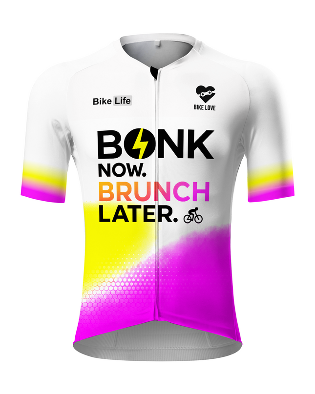 ROCKBROS Men's Yellow Pink Gradient Bike Slogan Cycling Jersey