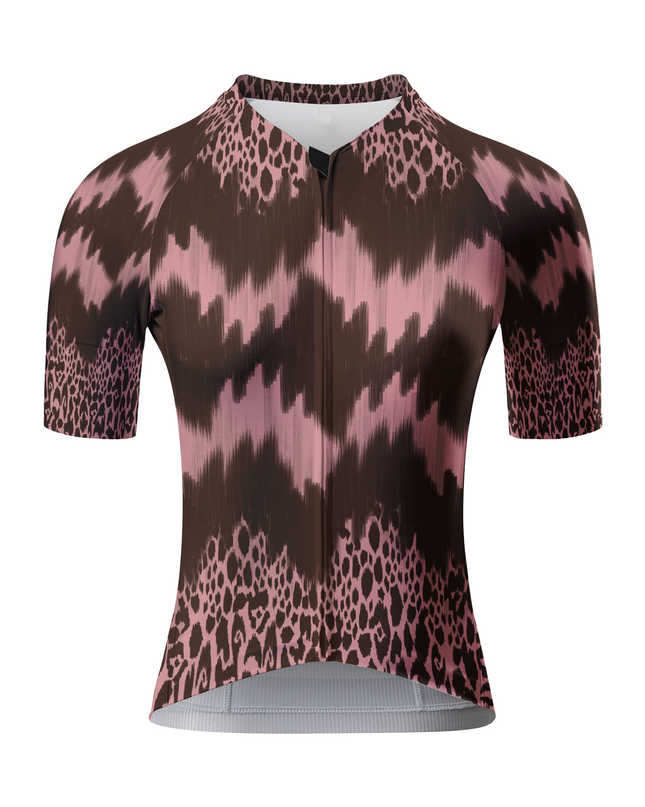 ROCKBROS Women's Wild Cheetah Print Pink & Brown Cycling Set