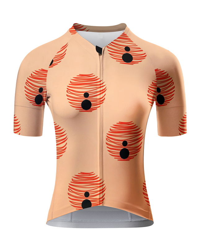 ROCKBROS Women's Retro Abstract Red Swirl Dot Print Short Sleeve Cycling Jersey