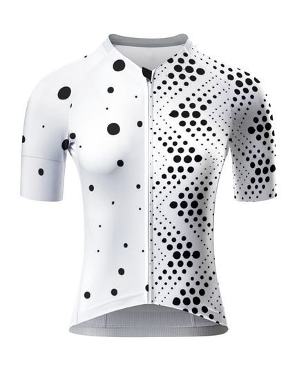 ROCKBROS Women's Modern Asymmetrical Black & White Polka Dot Cycling Set