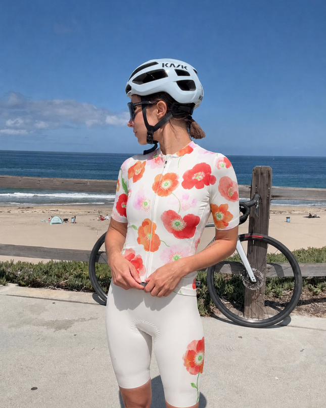 ROCKBROS Women's Watercolor Poppy Bloom Pro Aero Cycling Bibs