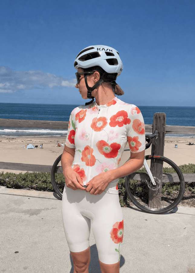 ROCKBROS Women's Watercolor Poppy Bloom Pro Aero Cycling Bibs