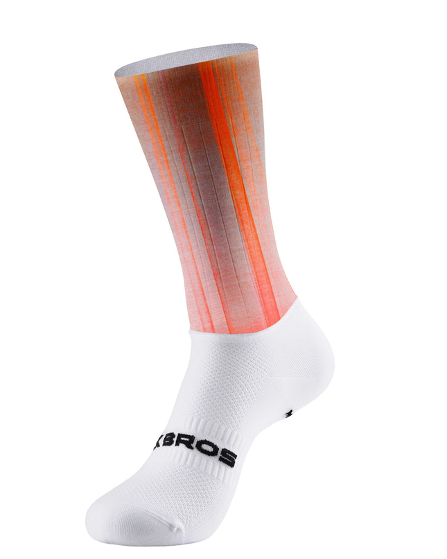 ROCKBROS Cyber Neon Orange Stripe Cycling Socks