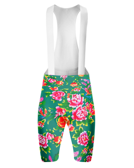 ROCKBROS Women's Emerald Peony Phoenix Padded Cycling Bib Shorts