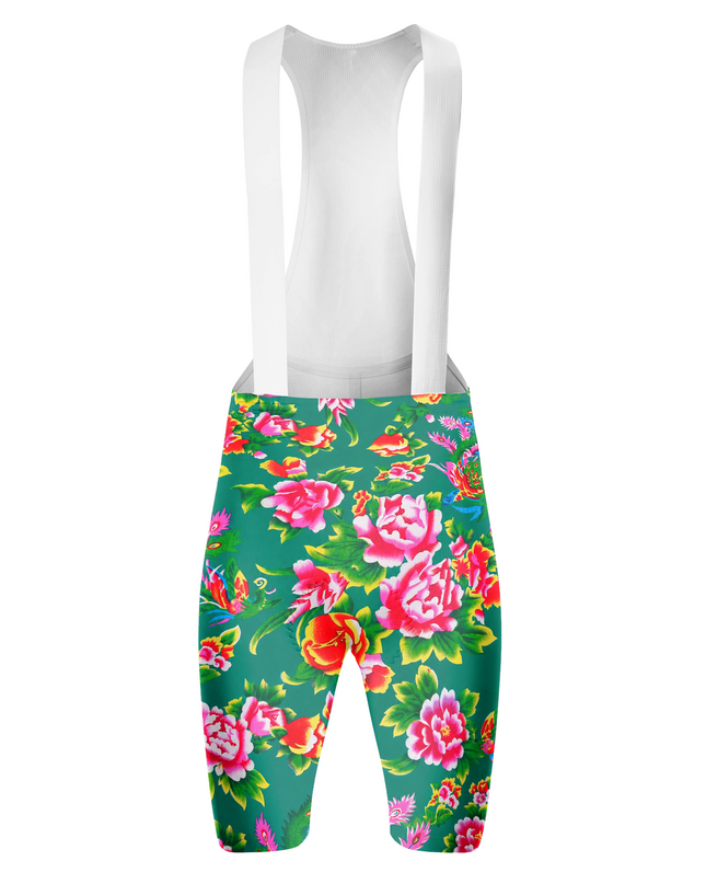 ROCKBROS Women's Emerald Peony Phoenix Padded Cycling Bib Shorts