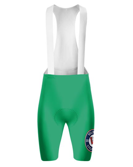 ROCKBROS Men's Green Velo Club Logo White Rib Strap Cycling Bib Shorts