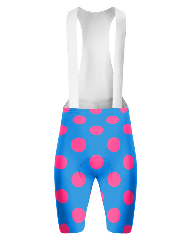 ROCKBROS Men's Blue & Pink Polka Dot Cycling Bib Shorts