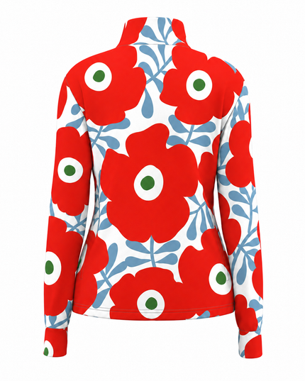 Crimson Poppy Bloom Windproof Jacket