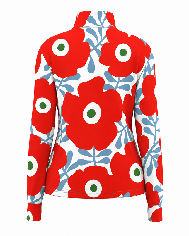 Crimson Poppy Bloom Windproof Jacket