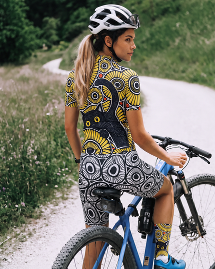 ROCKBROS Women's Golden Bloom Cat Short-Sleeve Cycling Jersey