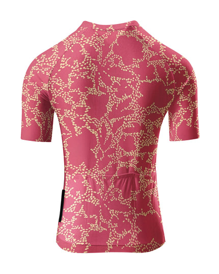ROCKBROS Women's Burgundy Dot Floral Print Short Sleeve Cycling Jersey