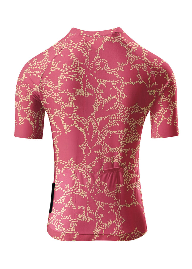 ROCKBROS Women's Burgundy Dot Floral Print Short Sleeve Cycling Set