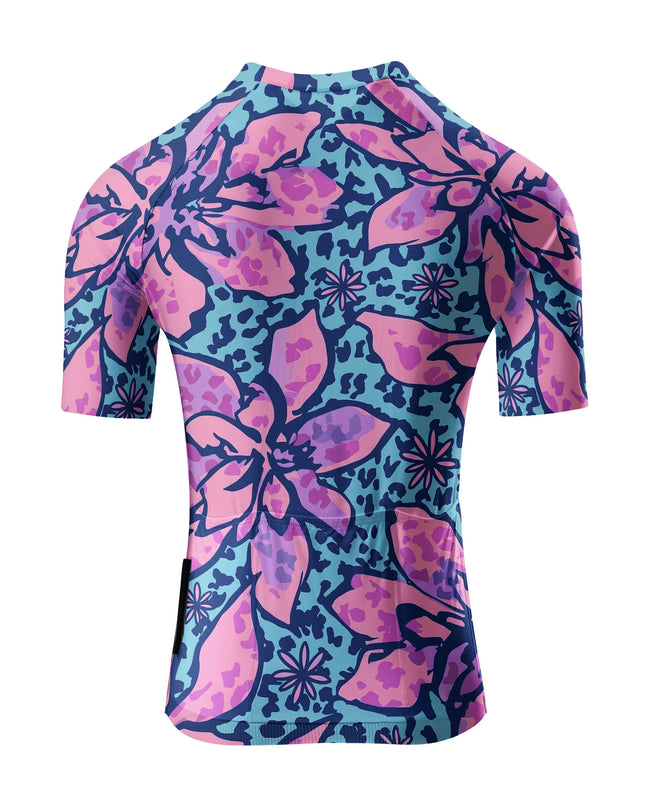 ROCKBROS Women's Leopard Floral Print Short Sleeve Cycling Jersey