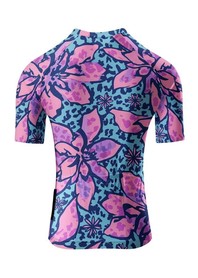 ROCKBROS Women's Leopard Floral Print Short Sleeve Cycling Jersey