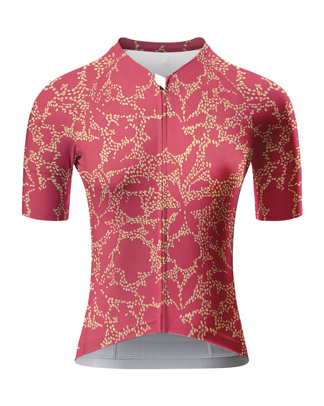 ROCKBROS Women's Burgundy Dot Floral Print Short Sleeve Cycling Jersey