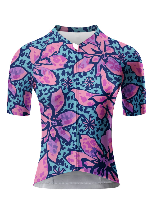 ROCKBROS Women's Leopard Floral Print Short Sleeve Cycling Set