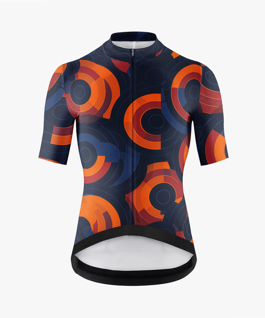 Men's Black Cycling Jersey with Colorful Circles Print Design – Front View