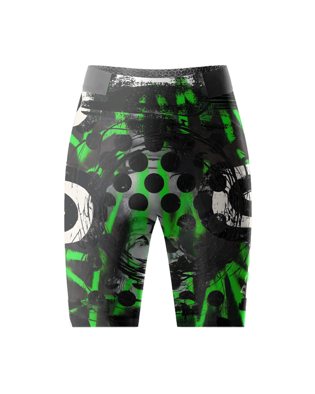 Men's Neon Grunge Halftone Punk Art Cycling Shorts Tailored with Stretch Fit for All-Day Comfort – Back View