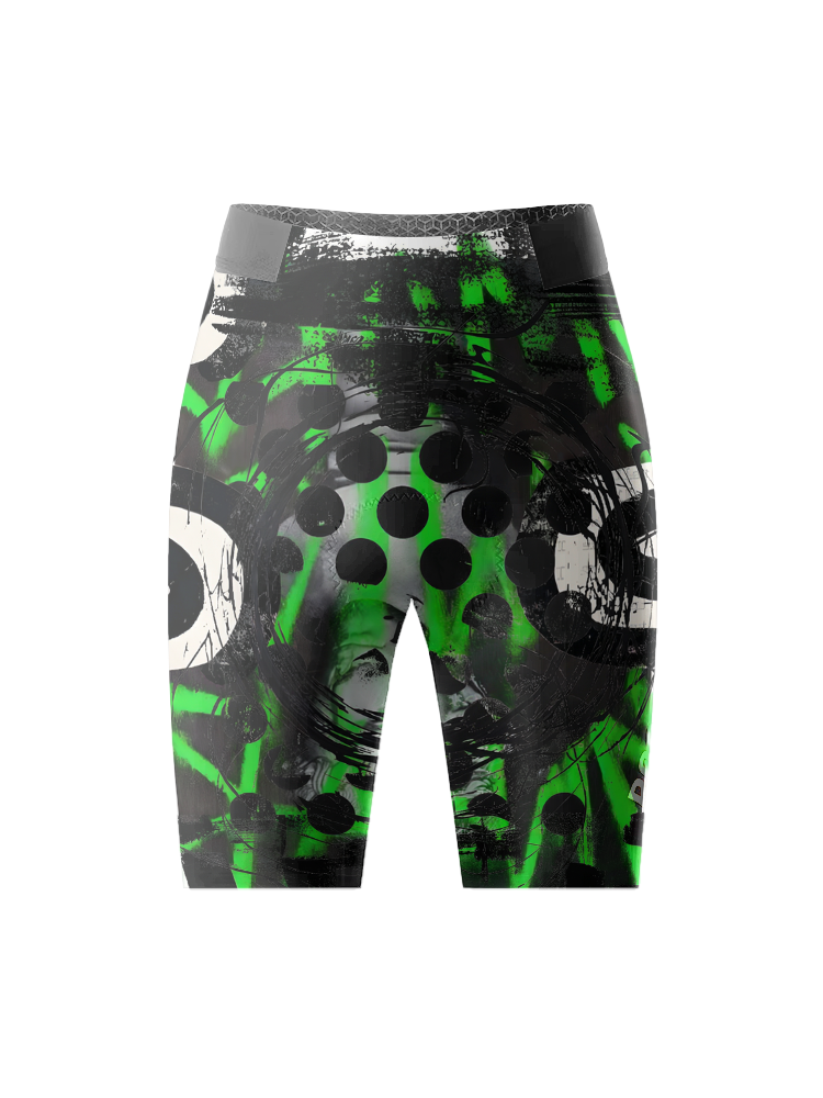 Men's Neon Grunge Halftone Punk Art Cycling Shorts Tailored with Stretch Fit for All-Day Comfort – Back View