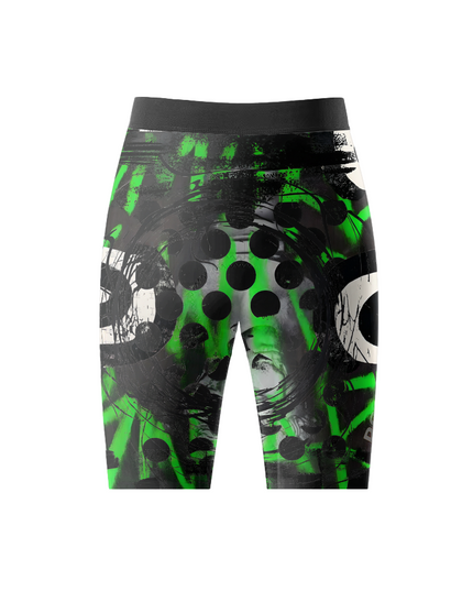 Men's Neon Grunge Halftone Punk Art Cycling Shorts Crafted from Moisture-Wicking Fabric to Stay Dry on the Ride – Front View