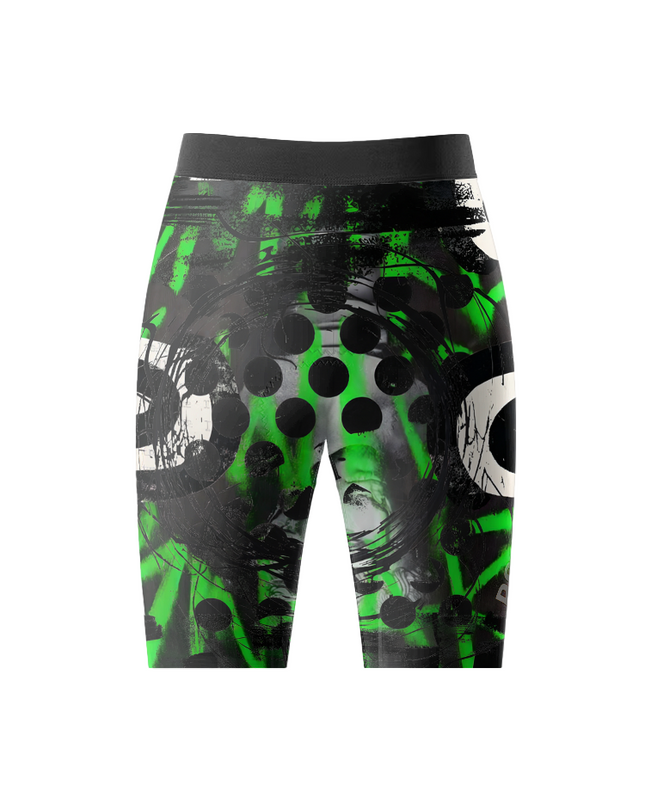 Men's Neon Grunge Halftone Punk Art Cycling Shorts Crafted from Moisture-Wicking Fabric to Stay Dry on the Ride – Front View